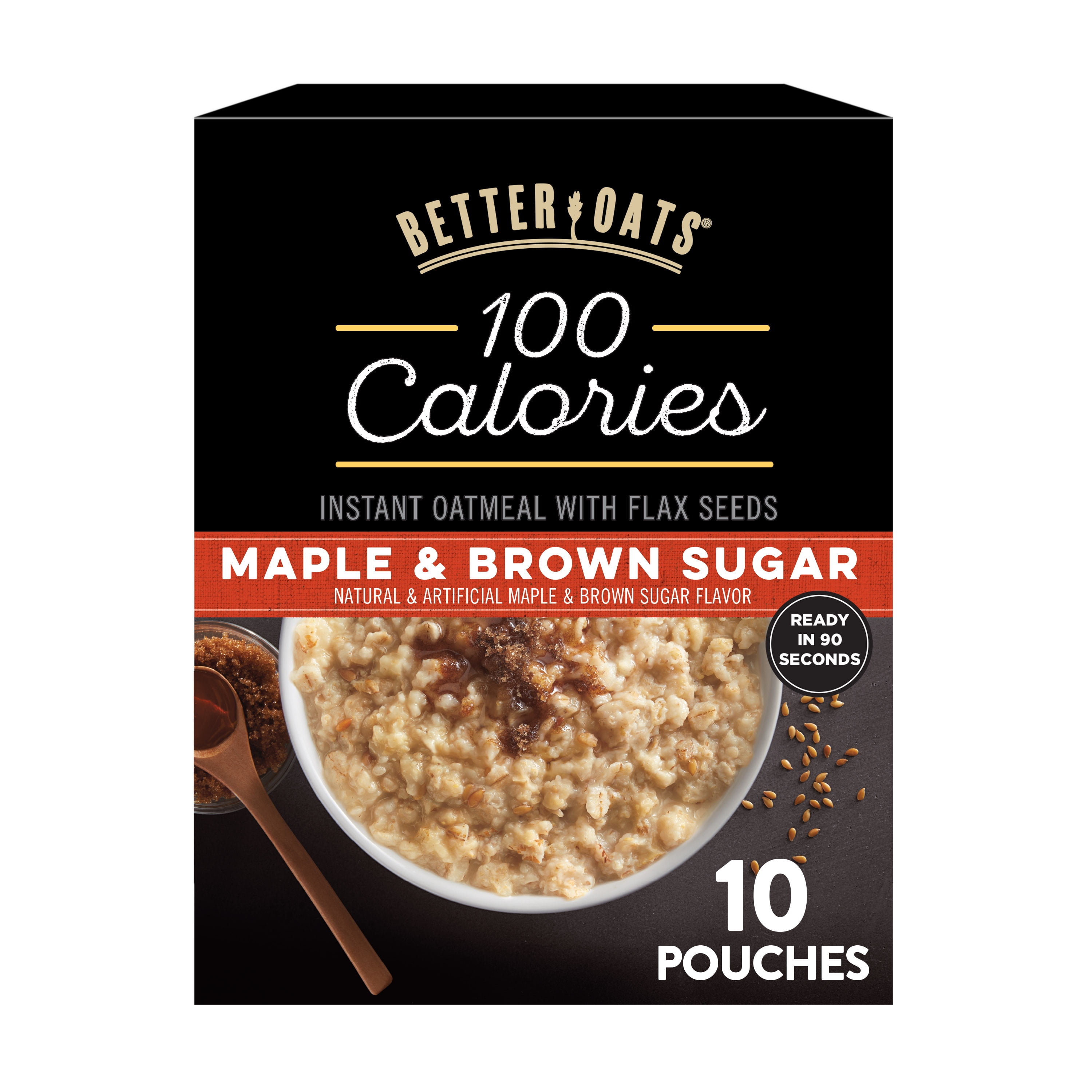 Better Oats, Instant Oatmeal, Maple & Brown Sugar, 100 Calorie Pack, 10 Packets