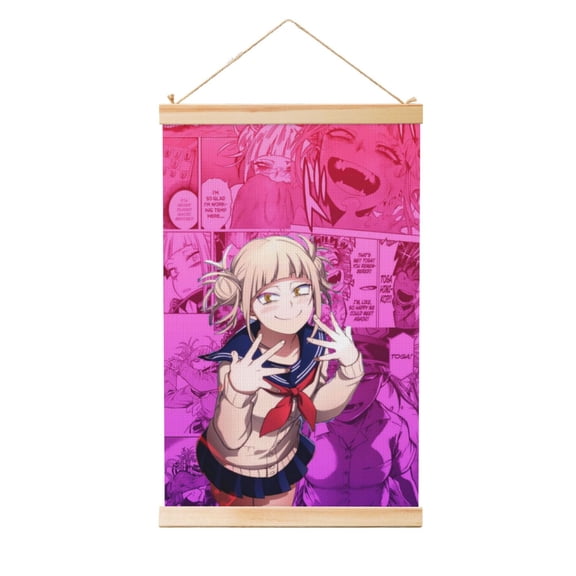 My Hero Academia Himiko Toga Wooden Shaft Hanging Poster Home Decor Poster Wall Art Painting For Living Room Bedroom 12"X18"