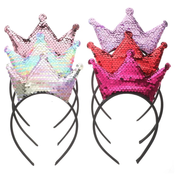 WEUVEB cute headband for young children crown hairband assorted color 6 pcs