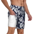 thumbnail image 3 of Goofa White Leaves Printed Men's Swim Trunks Board Shorts Quick Dry Mens Swimming Trunks with Compression Liner,Breathable Fit Hawaii Beach Shorts-XX-Large, 3 of 9