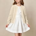 thumbnail image 3 of Lmnyox Girl's Sweaters Plain Button Down Long Sleeve Crew Neck Knitted Cardigan Fall Winter Fashion Sweater Tops, 3 of 9