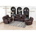 thumbnail image 2 of Pemberly Row Leather Multi Functional Sofa Set Reclining Living Room Set Brown, 2 of 7