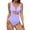 Purple, variant on Sngxgn Women's Swimsuits Tummy Control V Neck Bathing Suit Twist Front Ruffle Swimwear(Green,S)