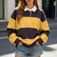thumbnail image 2 of RUTAYY Women's Sweatshirt Color Block Turndown Collar Versatile Pullover Long Sleeve Casual Streetwear Crewneck Sweatshirt Yellow, 2 of 4