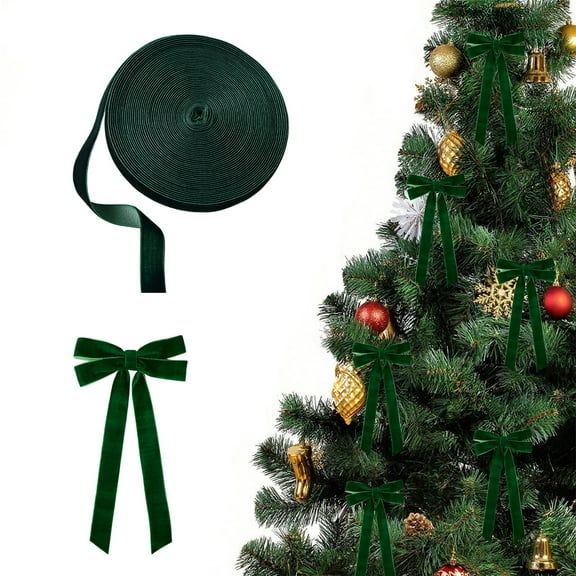 Christmas Decoration Christmas Ribbon Rolls, Super Long Durable Christmas Ribbon for Xmas Tree Decorations Holiday Crafts 393.7x0.59 Inch Green