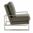 thumbnail image 6 of LeisureMod Jefferson Modern 3-Piece Leather Arm Chair with Round Coffee Table Living Room Set with Silver Steel Frame (Grey), 6 of 13