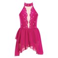 thumbnail image 1 of RUNQHUI Robe de Danse Lyrique pour Filles Enfants Sans Manches Dos Nu avec Strass Rose Vif 14, 1 of 5