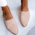 thumbnail image 2 of KIJBLAE Women Summer Shoes Leather Flats Checkered Pattern Slip-On Mules Sandals Buckle Strap Slingback Pointed Toe Flat Heel Loafers Pink 38, 2 of 4