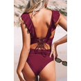 thumbnail image 3 of Maillot de Bain une Pièce pour Femmes à Volants Lacé Contrôle du Ventre, 3 of 5