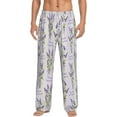 thumbnail image 2 of Lsque Lavender Flowers Print Men's Pajama Pants, Lounge Pant - Comfortable Home Wear,Elastic Waistband, Stylish Design-Small, 2 of 9