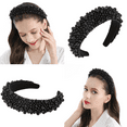 thumbnail image 4 of White Pearl Headbands Black Padded Headband Rhinestones Beading Pearls Hair Accessories Design Wide Hairbands, 4 of 5