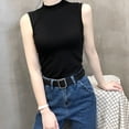 thumbnail image 4 of Summer Korean Half Turtleneck Tank Top Women Solid Color Sleeveless Slim Camisole, 4 of 14