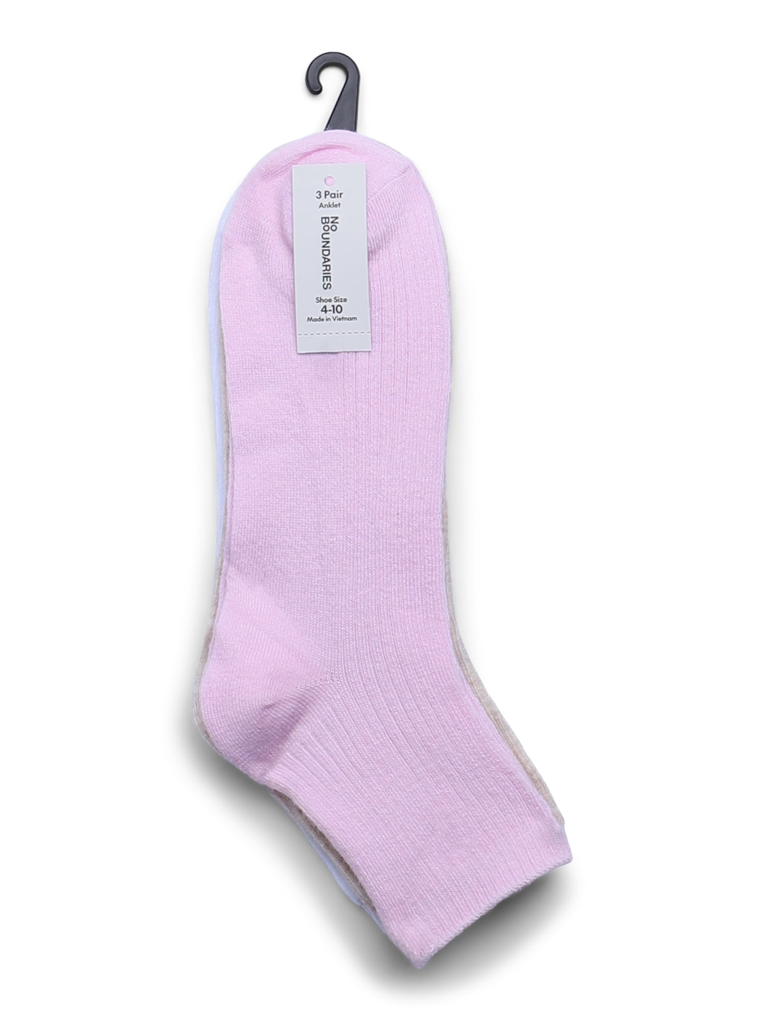 No Boundaries Ankle Socks, 3-Pack, Women's, Size 4-10