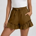 thumbnail image 2 of FRSASU Flowy Shorts for Women Boho Ruffle Skorts Elastic Waist Bow Knot Casual Summer Shorts with Pockets Brown, 2 of 7