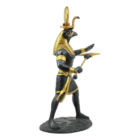 Ebros Egyptian Mythology God Horus Ra With Sun And Uraeus Disc Statue Deity of War & Sky Figurine 11"Tall