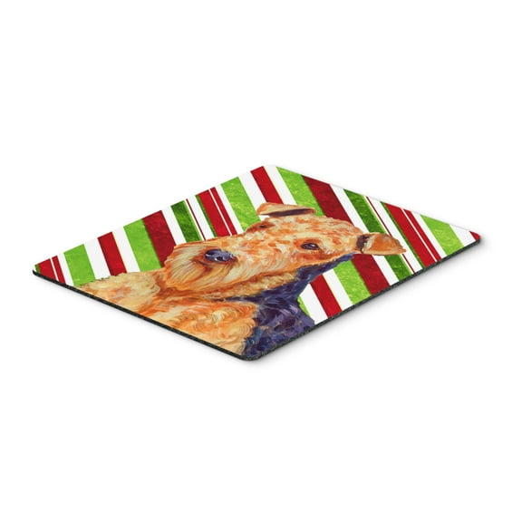 Carolines Treasures LH9246MP "Airedale Candy Cane Holiday Christmas Mouse Pad Hot Pad or Trivet" Large multicolor