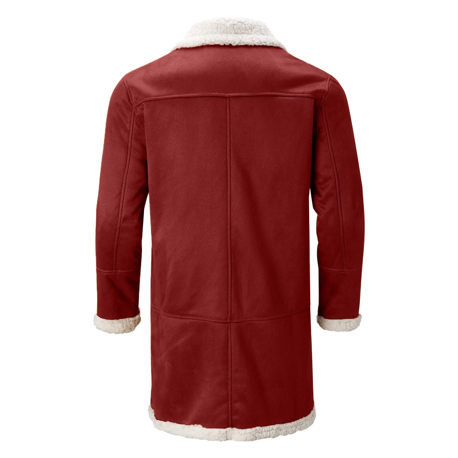 Gubotare Winter Coats for Men Winter Coat Lapel Collar Long Sleeve Padded  Leather Jacket Vintage Thicken Coat (Red, XXXL)