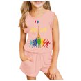 thumbnail image 4 of Baby Girls Outfits Summer Sleeveless Fashion Printed Vest T Shirt Tops Shorts Set Kids Clothes Pink 11 Years-12 Years, 4 of 4
