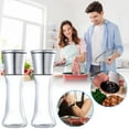 thumbnail image 1 of Linnome Refillable Stainless Steel Pepper Salt Grinder Set Adjustable Coarseness Glass Body Spice Mill Needs, 1 of 9