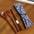 thumbnail image 3 of Flmtop 3/4Pcs Reusable Portable Travel Wooden Spoon Chopsticks Fork Tableware Cutlery, 3 of 10