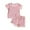 Pink, variant on Cethrio Kids Girls Cotton Outfit Sets, Summer Short Sleeve Solid Color T-shirts and Shorts Pink Size 1-5T