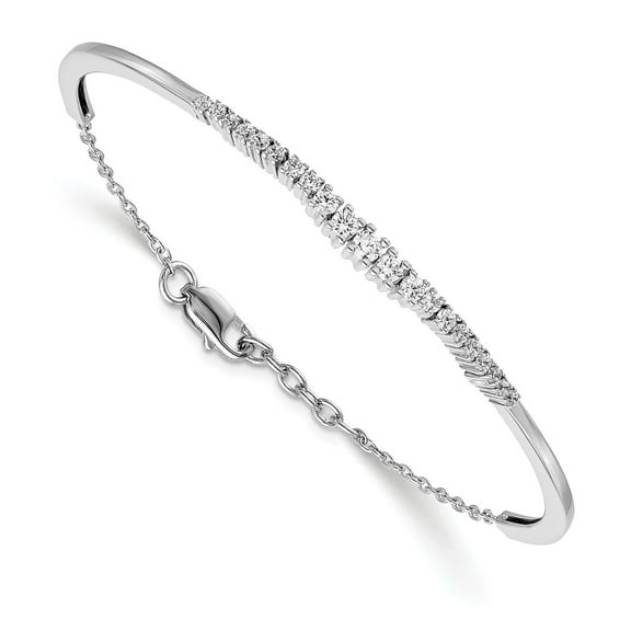 14K White Gold bracelet Graduated Lab Grown Diamond SI1 SI2, G H I, Bangle