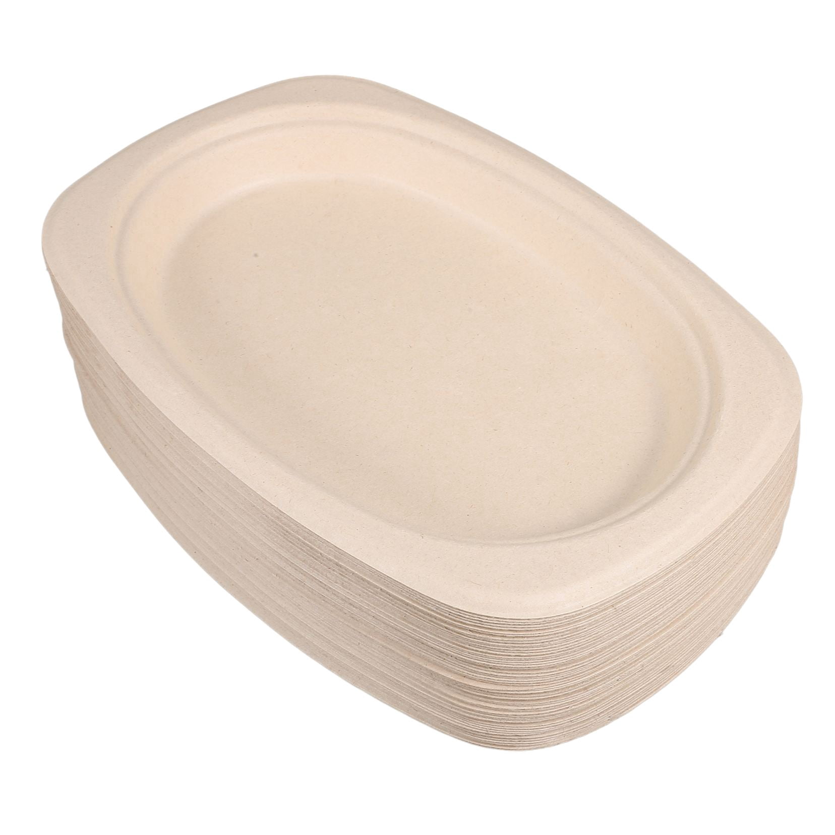 OFFIGAM 50Pcs Oval Paper Plates Beige Dinnerware Party Supplies Heavy Duty