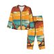 thumbnail image 1 of Fotbe Vintage Beach Sunset Conjunto de Pijama de Manga Larga para Mujer con Estampado, Ropa de Dormir de 2 Piezas, Conjunto de Casa Suave y Cómodo con Bolsillos-X-Large, 1 of 7