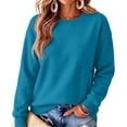 thumbnail image 2 of Womens Oversized Sweatshirts Basic Solid Pullover Tops Fall Winter Long Sleeve Crewneck Clothes, 2 of 5