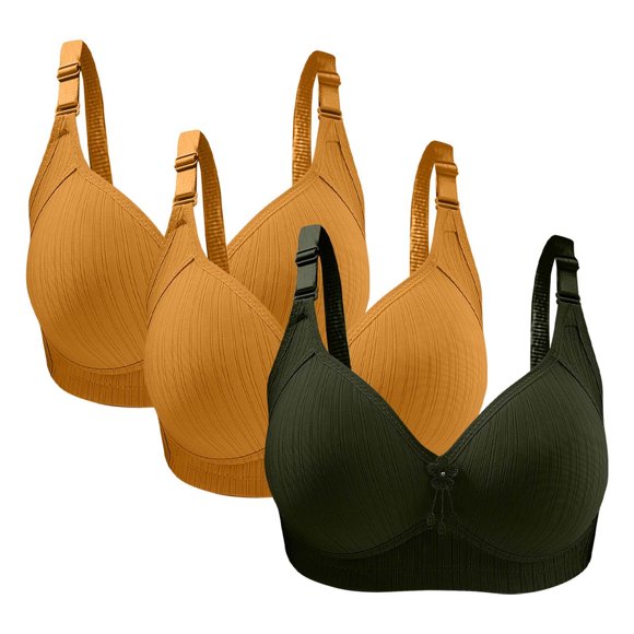 Twfbrm Bras for Women 3PC Woman's Large Size Solid Color Without Steel Ring Gathering Comfortable Bras Daily Bra Soft Breathable Bra