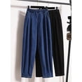 thumbnail image 2 of New Autumn Plus Size Jeans For Women High Elastic Waist Loose Blue Black Color Jeans Trousers Korean Fashion Casual Pants, 2 of 5