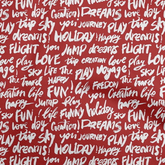 oneOone Velvet Red Fabric Text Sewing Craft Projects Fabric Prints By Yard 58 Inch Wide-VB