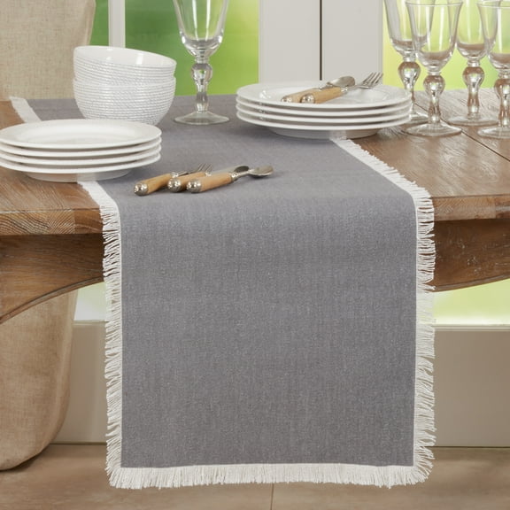 Saro Lifestyle Fringe Border Table Runner