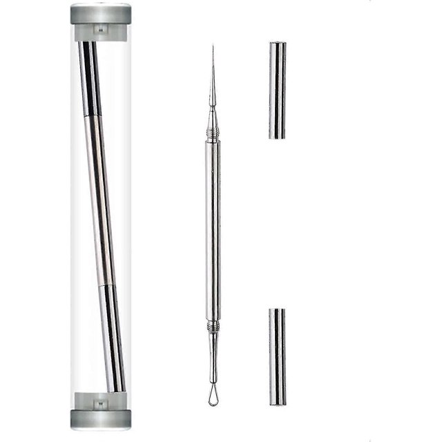 Professional Facial Milia Removal And Whitehead Extractor & Lancet - Double Ended Circle Loop & Sharp Needle Pimple Tool 2-in-1