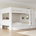 thumbnail image 3 of Harper & Bright Designs Full Size Bunk Bed with Desk and Storage, Space-Saving Wooden Bunk Bed with Bookshelves & 3 Drawers, White, 3 of 10