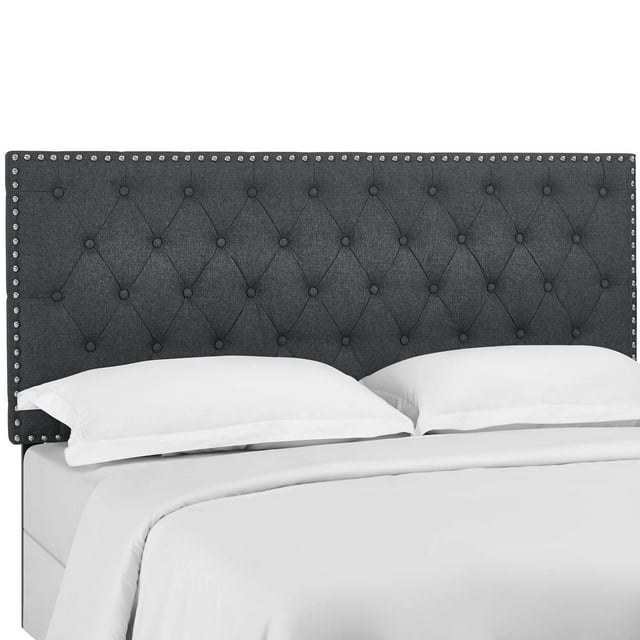 Helena Tufted Full / Queen Upholstered Linen Fabric Headboard - Gray