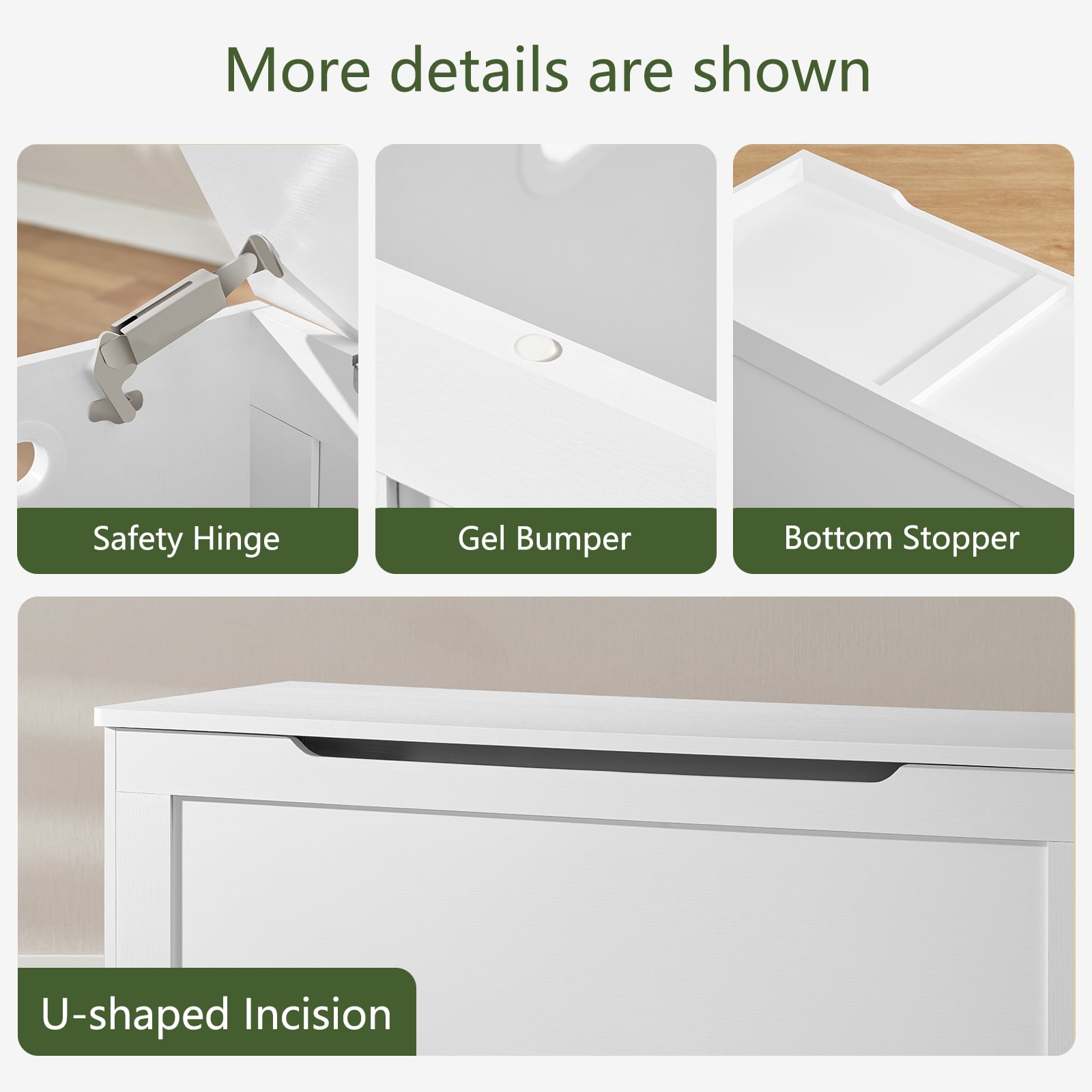 39.4” Storage Chest, Toy Chest, Toy Box with 2 Safety Hinges, Lift Top Wooden Storage Chest, Storage Bench, Supports 220 lb, for Living Room, Bedroom, Entryway, White