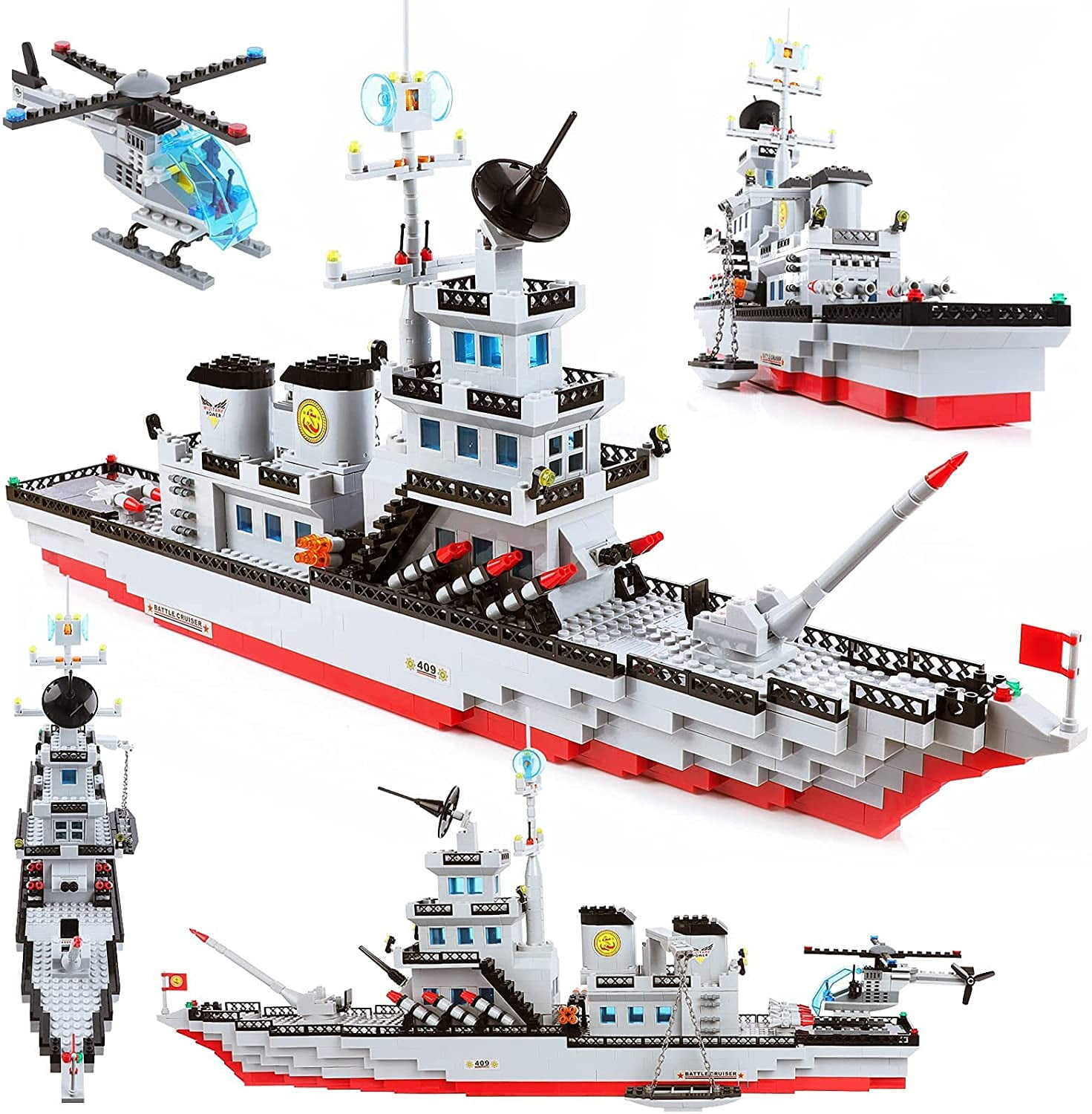 EP EXERCISE N PLAY  Large Military Battleship Building Blocks Toy Sets (1163 Pieces)