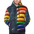 thumbnail image 4 of KLL Rainbow Sausages On Dark Slate Print Mens Hoodie Long Sleeve Casual Pullover Hooded Sweatshirt Fashion Drawstring Hoodies with Pocket-, 4 of 6