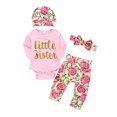 thumbnail image 1 of Forzero Children's rose sequined blouse + rose print trousers + headband + hat four-piece suit, newborn girl suit, 1 of 7