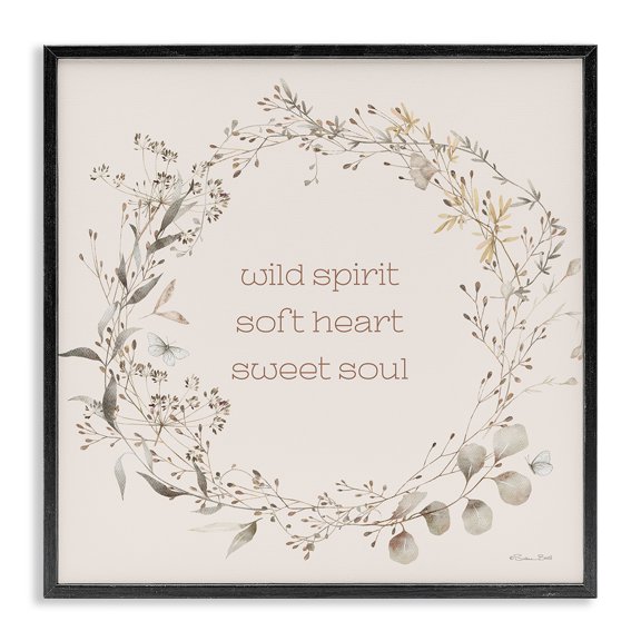 Stupell Industries Farmhouse Wild Spirit Soft Heart Sweet Soul Black Framed Giclee Art, 12 x 12, by Susan Ball