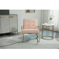 thumbnail image 3 of Velvet Fabric Nursery Rocking Chair Modern Accent Upholstered Rocker Chair Button Tufted Glider Rocking Armchair with Metal Frame and Thick Cuchion for Living Room Bedroom Balcony, Pink, 3 of 7