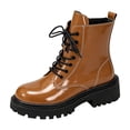 thumbnail image 3 of Willtoo Women's Platform Combat Boots Stylish Fashion Lace-Up Ankle Short Bootie Punk Motorcycle Leather Boots for Fall Winter, 3 of 6