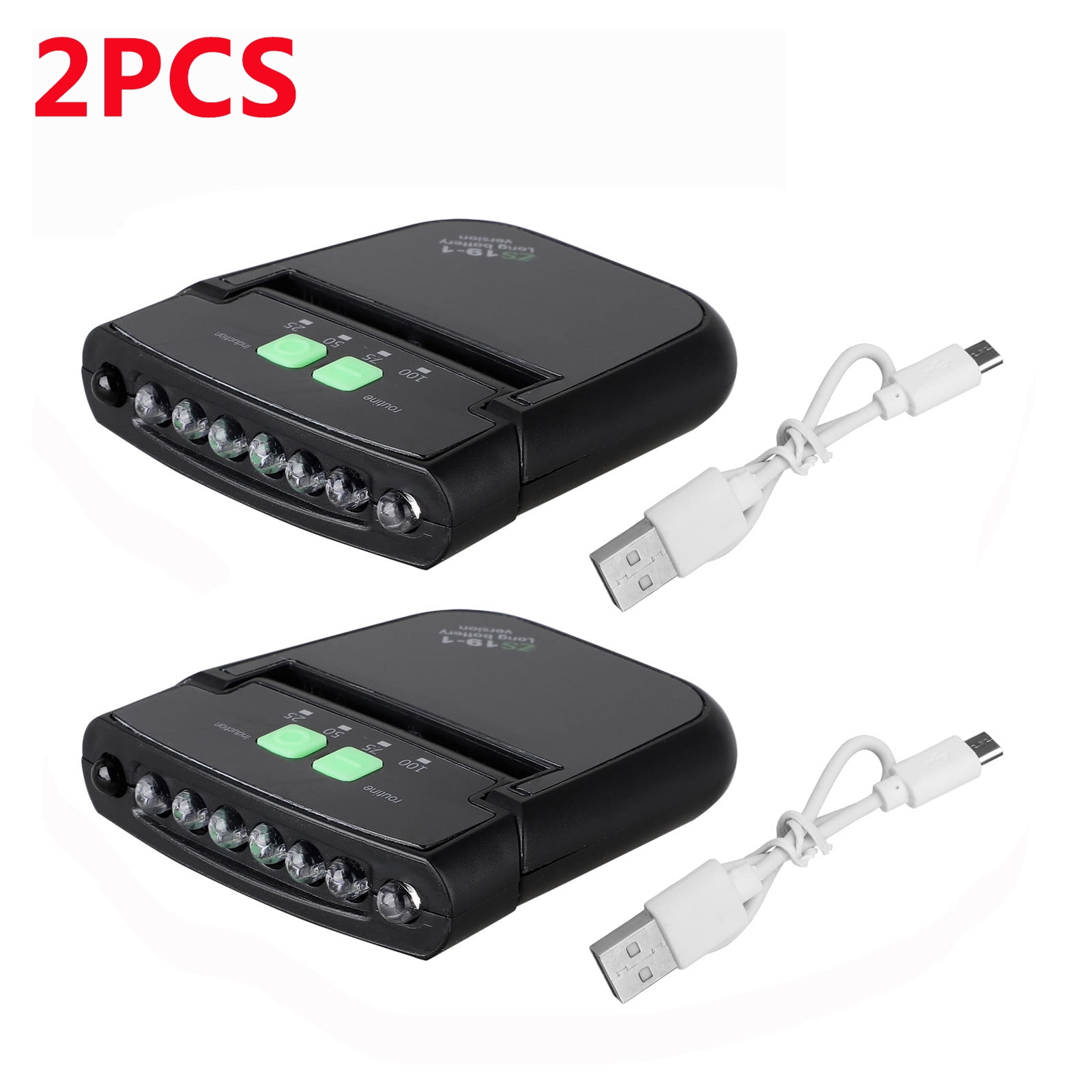 TSV 2/1pcs USB Rechargeable Cap Hat Light, 6 LED Clipon Hat Headlamp Hands Free Rotatable Ball