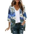 thumbnail image 3 of lcziwo Cruise Wear for Women 2025 Over 50 Coverups Swimsuits Light Weight Chiffon Cardigans Floral Print 3/4 Sleeve Kimono Cardigan Cover Up Tops Black XXL, 3 of 6