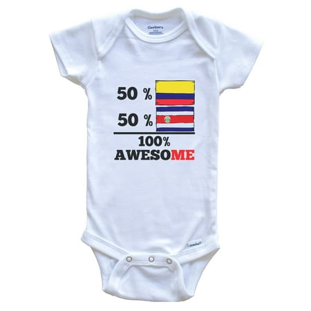 

50% Colombian 50% Costa Rican 100% Awesome Colombia Costa Rica Flags Funny One Piece Baby Bodysuit