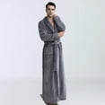 thumbnail image 1 of Bata larga con capucha para hombre, bata de baño larga con capucha, de felpa polar, mullida, cómoda y cálida, con bolsillo., 1 of 5