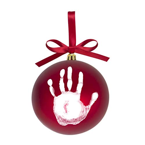 Tiny Ideas Babys Print DIY Holiday Keepsake Ball Ornament with Included Paint for Handprint Gold 