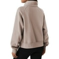 thumbnail image 5 of TEMOFON Sweatshirt for Women Long Sleeve Stand Collar Zip-Up Fleece Cropped Hoodies Casual Fall Sport Tops with Pockets L, 5 of 10