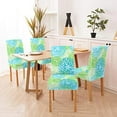 thumbnail image 2 of muroi Spring Dahlia Chair Cover Flowers Pattern Blue Green Washable Stretch Removable Chair Covers Set of 4 for Kitchen Dining Room Hotel, 2 of 6